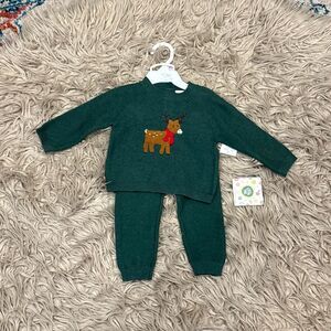 NWT little me Christmas reindeer sweater set 9 months